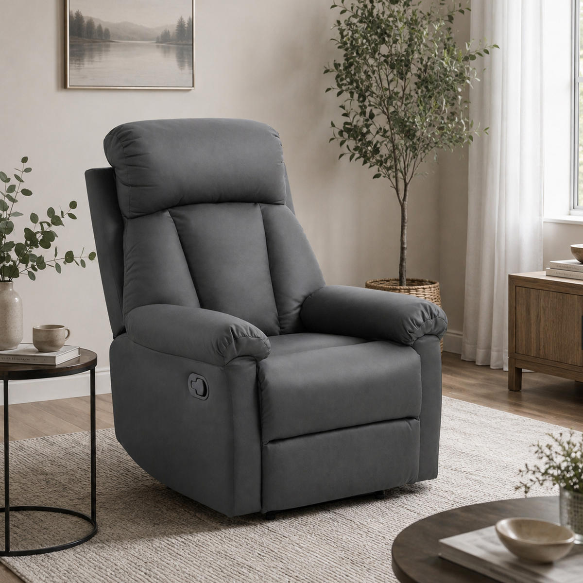 RELAXSESSEL Stahl Kunstleder Schwarz - Schwarz, Leder/Metall (97/107/80cm) - HOMCOM