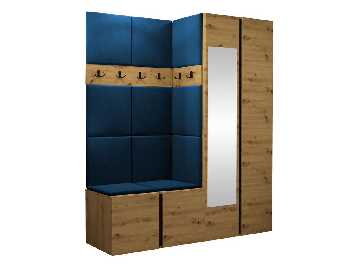GARDEROBEN-SET Orion XII - Blau/Eiche Artisan, Holzwerkstoff/Kunststoff (158/186/46cm) - MIRJAN24