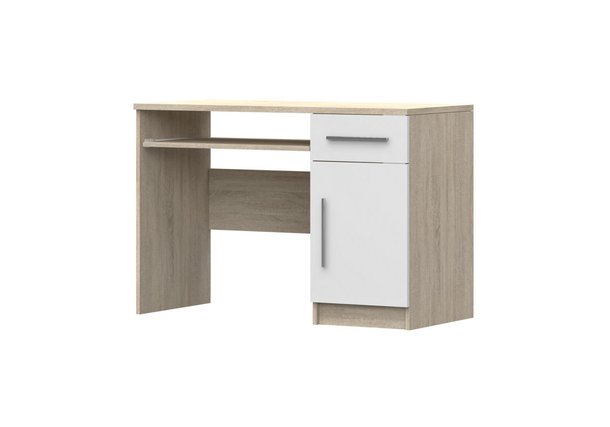 SCHREIBTISCH Marsala - WEIß + SONOMA - Sonoma Eiche, Holzwerkstoff (50/110/76cm) - Möblo