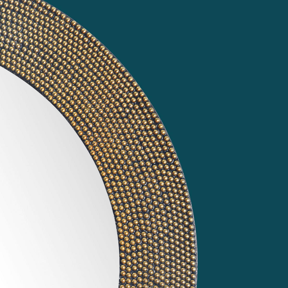 WANDSPIEGEL Rund Metall Gold 60 cm Mit Perlenrahmen - Goldfarben, Glas (60/60/3cm) - KADIMA DESIGN