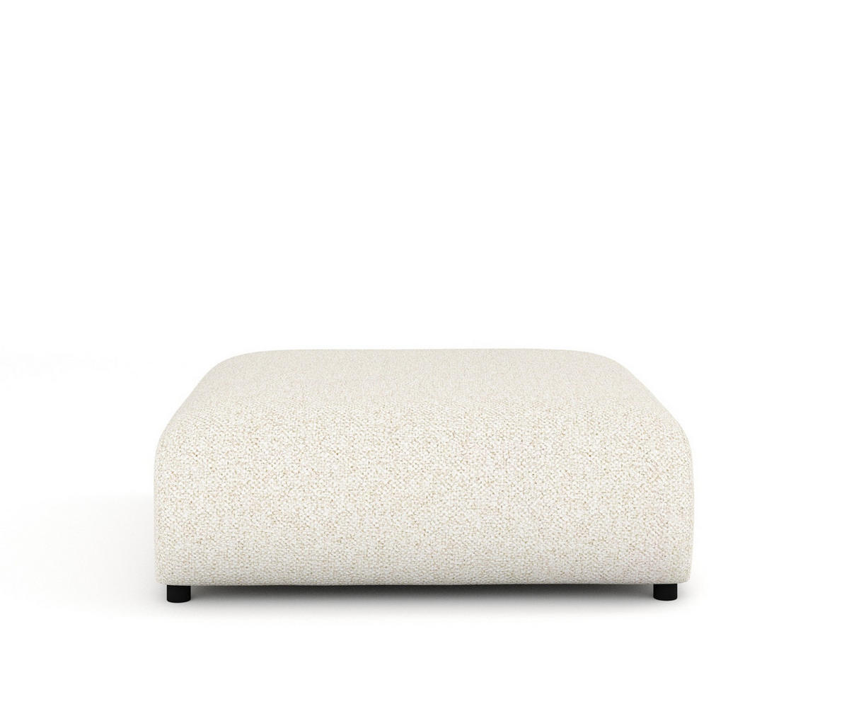POUF L Zanzibar Creme Plüschstoff - Creme/Schwarz, Holz/Holzwerkstoff (110/37/110cm) - Maison de Reve