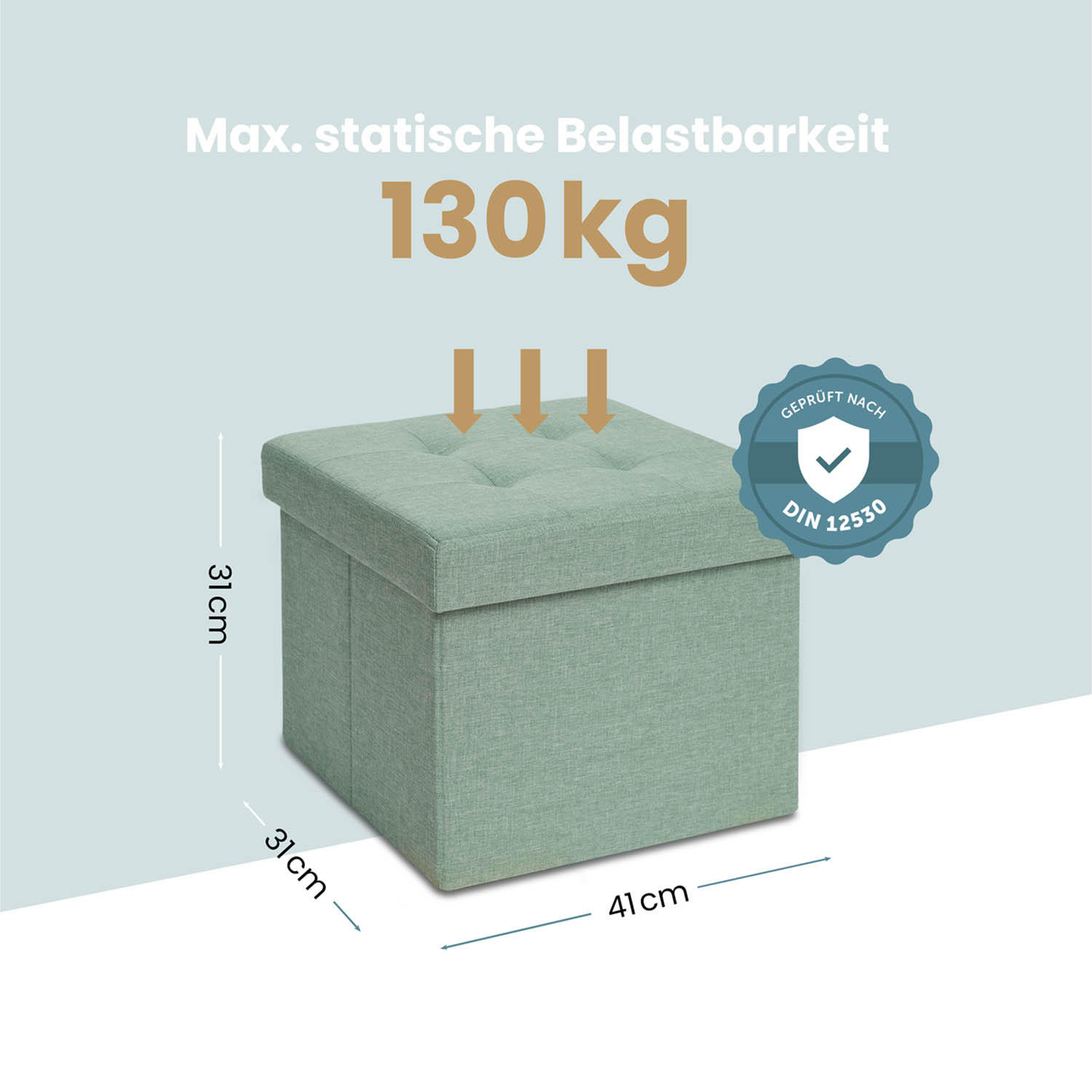SITZHOCKER 41/31/31 cm, Türkis - Türkis, Kunststoff (31/31/41cm) - Blumtal