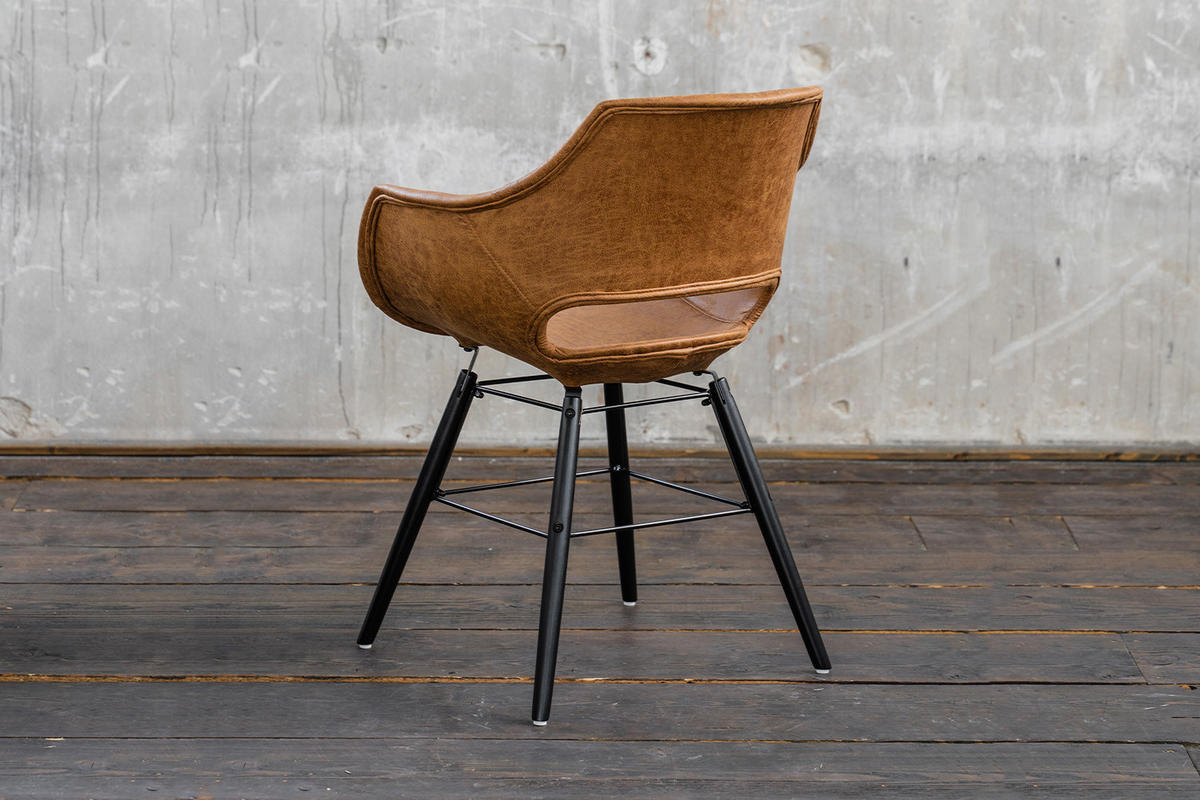 STUHL ZAJA Braun Microfaser - Dunkelbraun/Braun, Textil (57/80/59cm) - KAWOLA