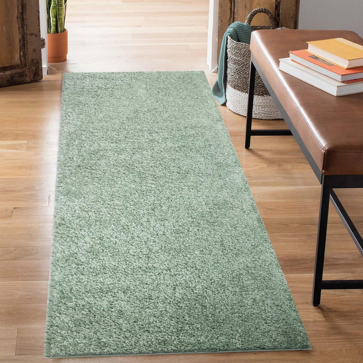 HOCHFLOR-TEPPICH City Shaggy 500 Grün 80x300 cm - Grün, Textil (80/300cm) - carpet city