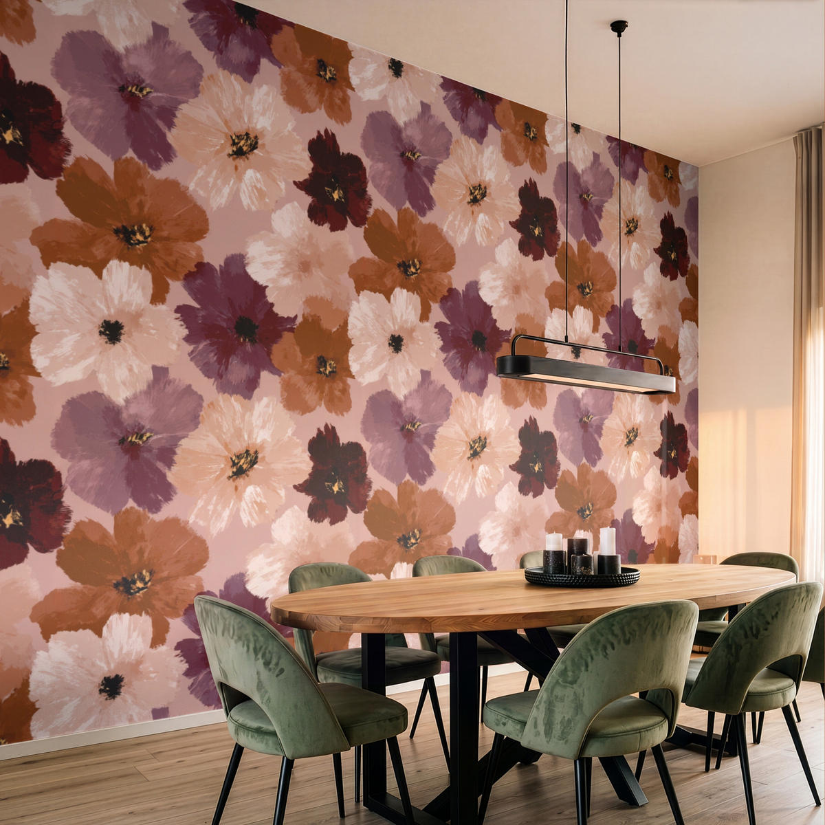 TAPETE - Blumen - Abstrakt - Erdtöne - 400x300 cm - Multicolor, Papier (400/300cm) - OnlyWow