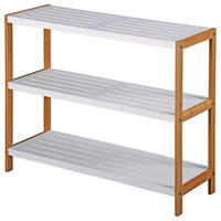 SCHUHREGAL - Bambus massiv / MDF - Weiß, Holz/Holzwerkstoff (70/59/26cm) - home24