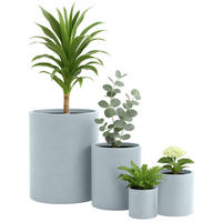 PFLANZKÜBEL 4er Set Grau - Grau, Kunststoff (40/44cm) - CLP