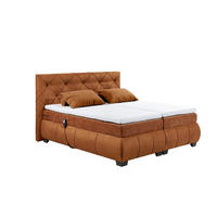BOXSPRINGBETT 180x200 – Motorfunktion, 7-Zonen-Tonnentaschen-Federkernmatratze, Gel-Lux-Topper - Cognac/Anthrazit, Holz/Kunststoff (180/200cm) - ed exciting design