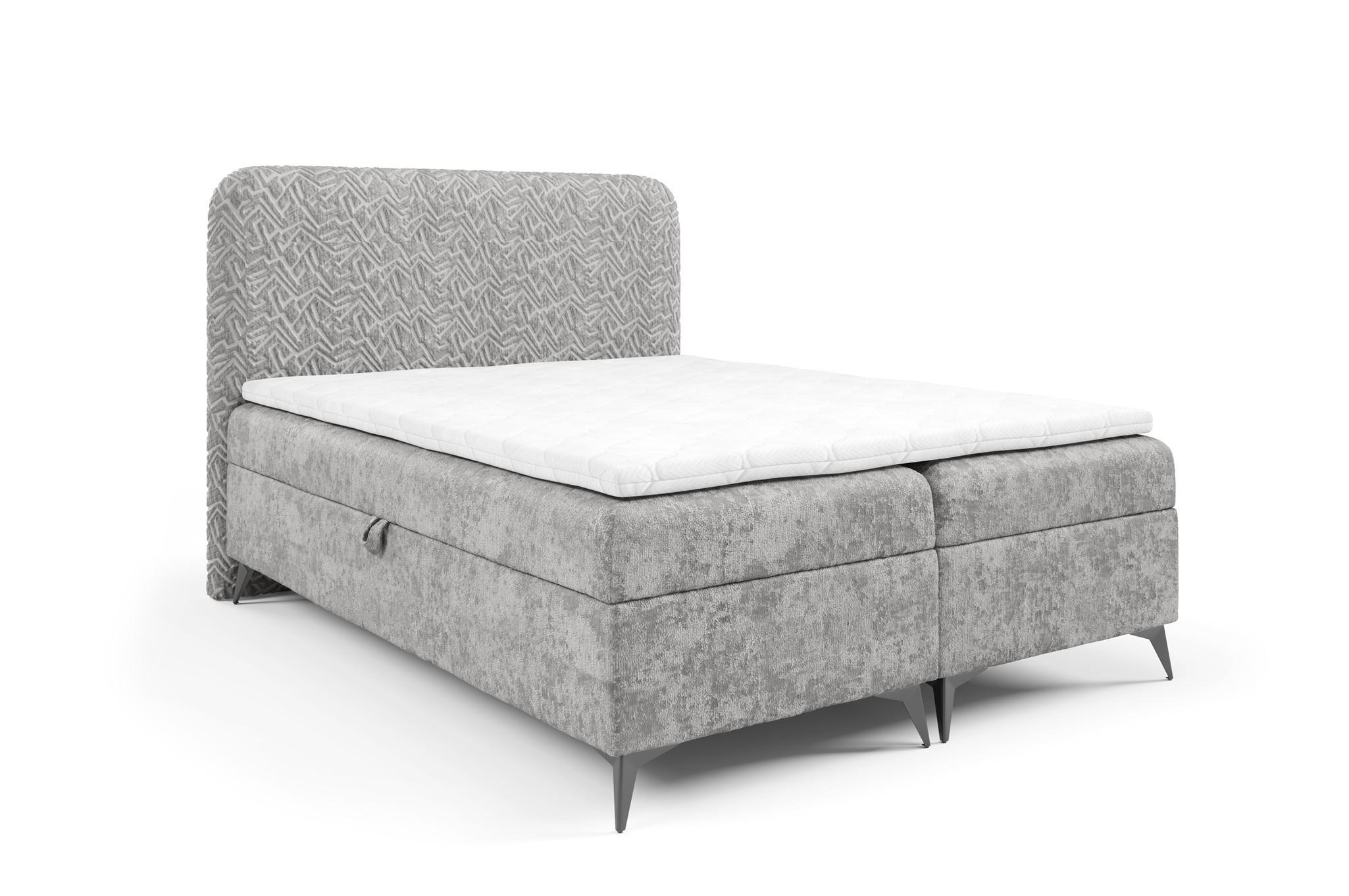 BOXBETT Triana Prem.. überlänge - Hellgrau, Holzwerkstoff/Textil (200/220cm) - Fun Möbel