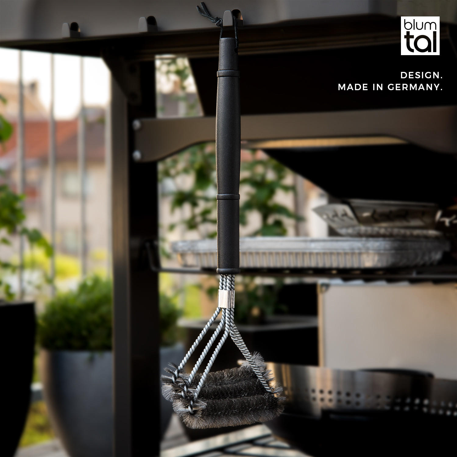 GRILLBÜRSTE Ragnar Edelstahlbürste - Schwarz, Metall (42cm) - Blumtal