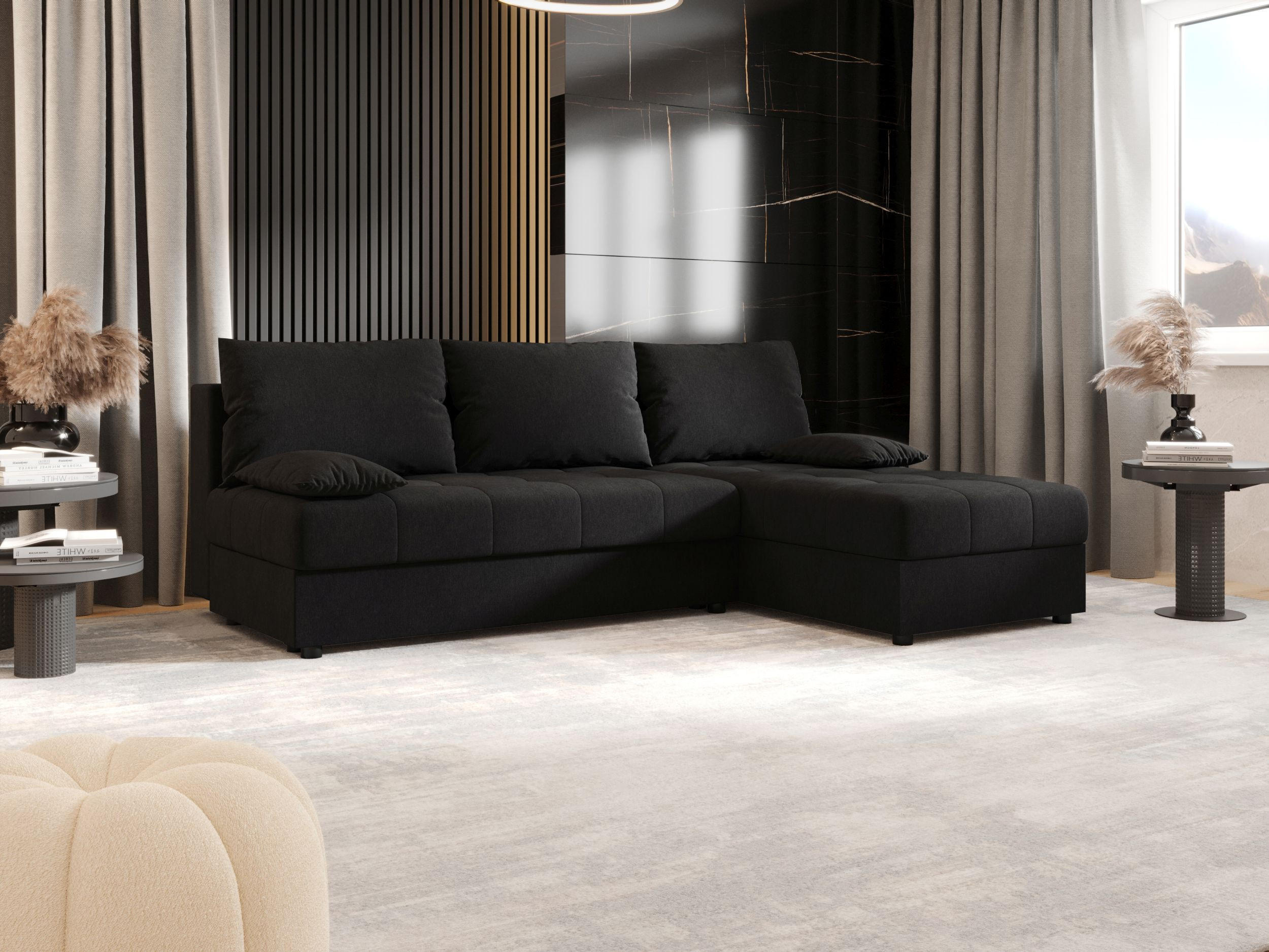 ECKSOFA MOS L Cosmic 100 Rechts mit Schlaffunktion - Schwarz, Textil (200/143cm) - Bedante