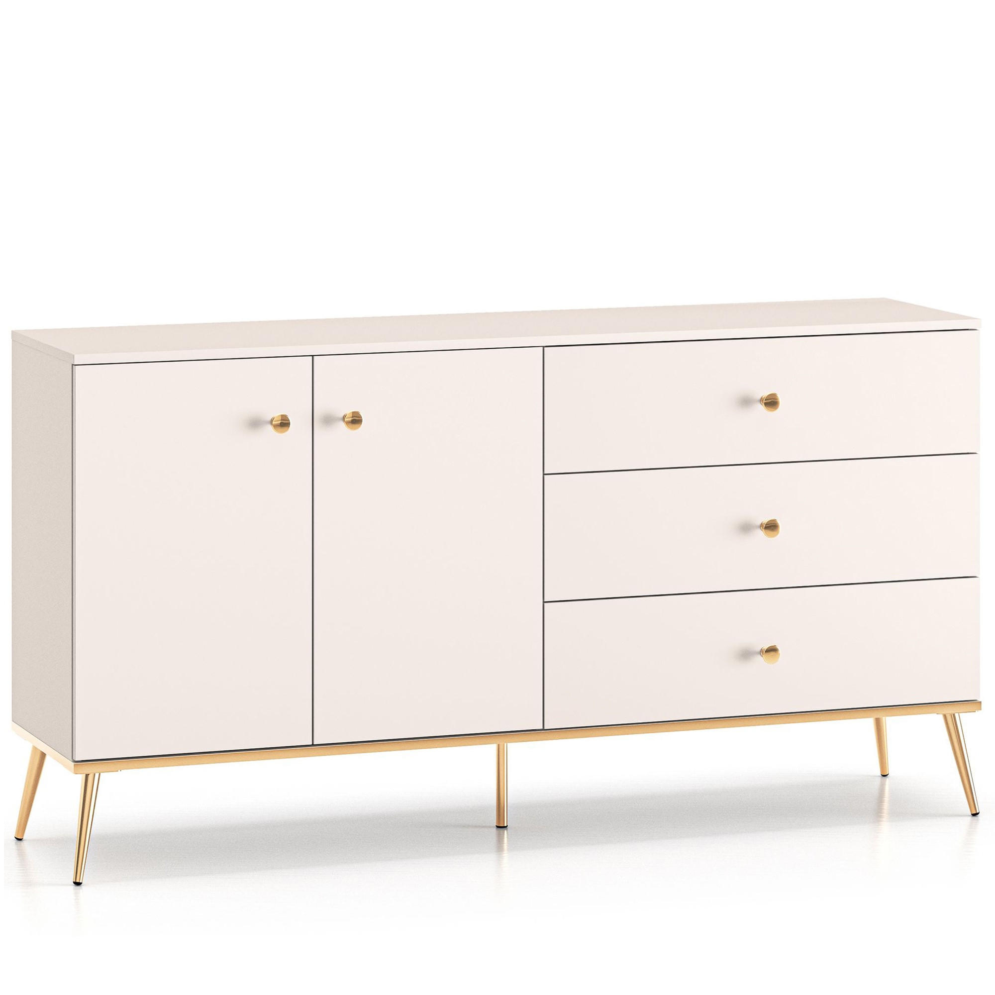 KOMMODE FRALIA,Creme - Creme, Holzwerkstoff (160/85/40cm) - KONSIMO®