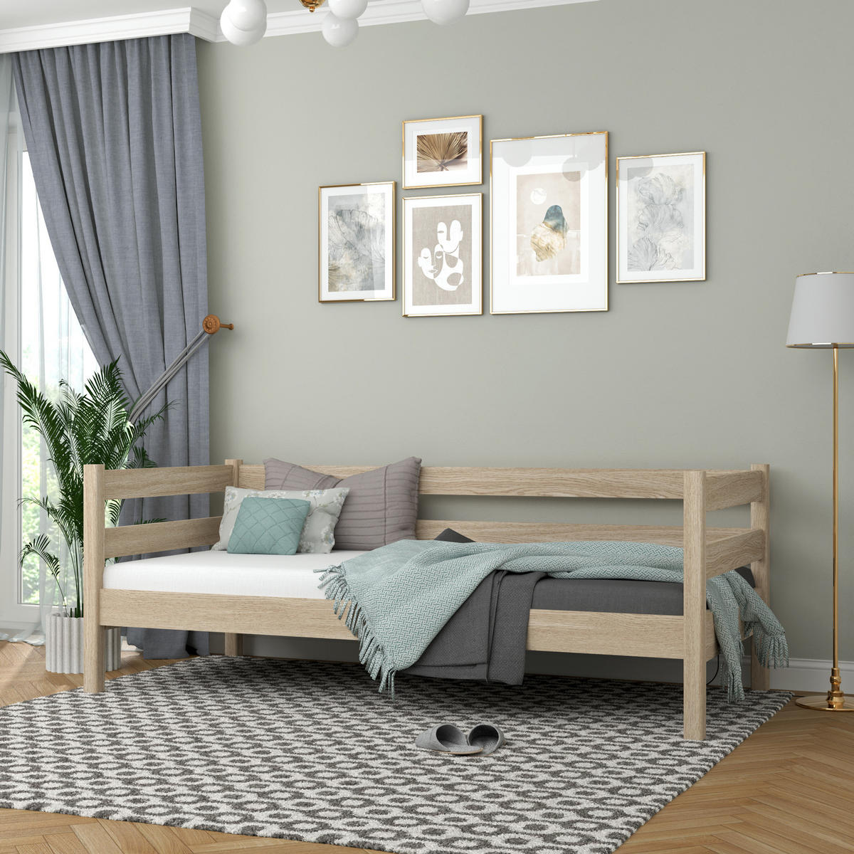 TAGESBETT Sonoma Eiche 90/200 - Sonoma Eiche, Naturmaterialien/Holz (90/200cm) - N-Wood