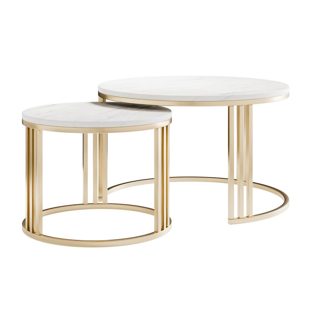 COUCHTISCH 2in1 LORI MAT gebürstetes Gold, Gebürstetes Gold / Marmor Levanto - Weiß, Metall (70/70/49cm) - Lookway