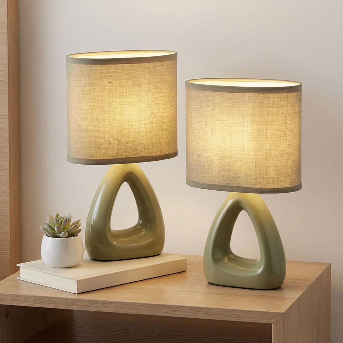 TISCHLEUCHTE Keramik Grün 2er Set - Grün, Metall (17/10/30cm) - Globo Lighting