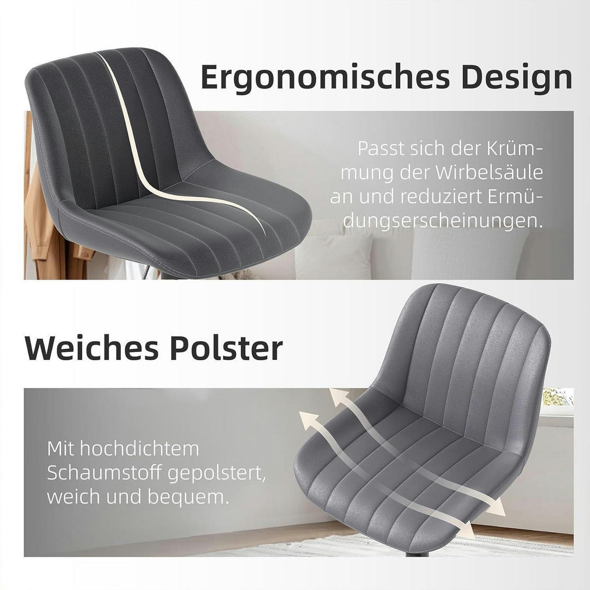 BARHOCKER 3er Set drehbar höhenverstellbar dunkelgrau - Grau, Kunststoff (46/109/37cm)