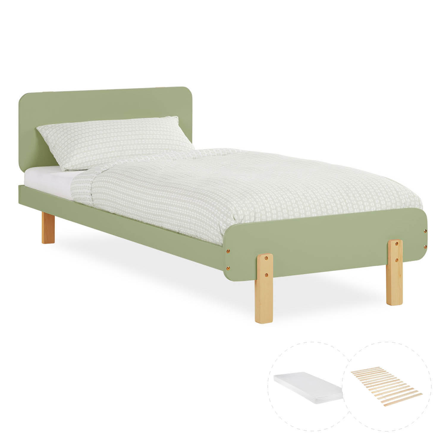 KINDERBETT GRÜN 90/200 Lattenrost Matratze - Grün, Holz (95/77/209cm) - Homestyle4u