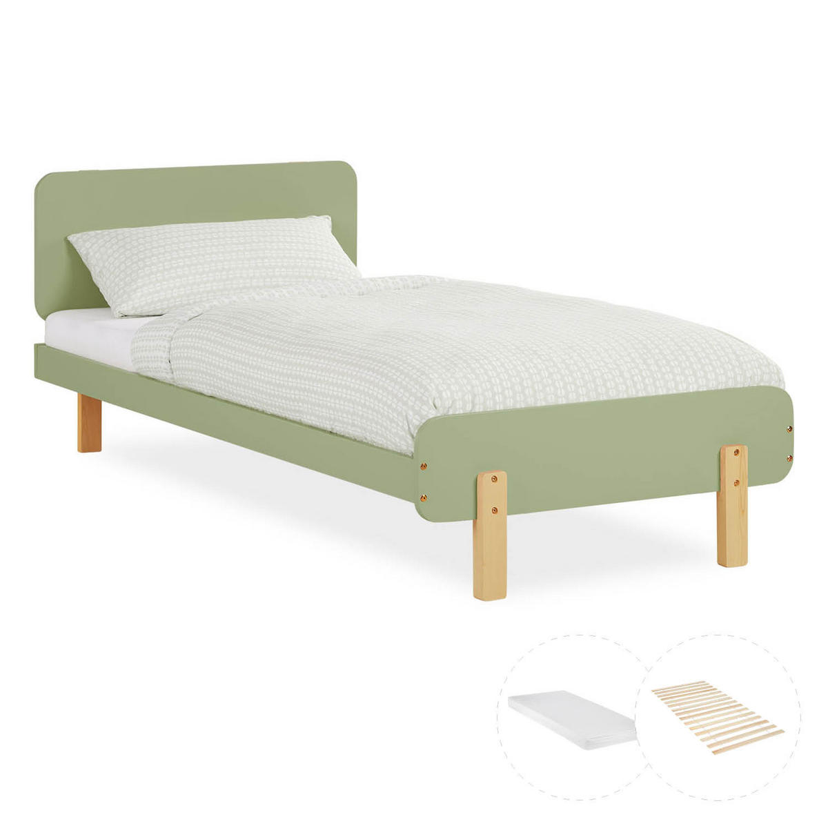 KINDERBETT GRÜN 90/200 Lattenrost Matratze - Grün, Holz (95/77/209cm) - Homestyle4u