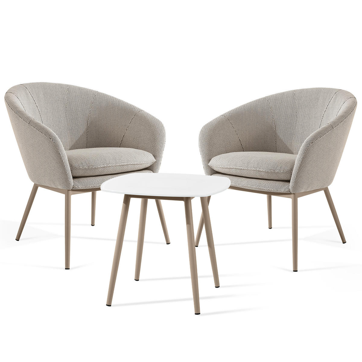 GARTENMÖBELSET SOLIS Gartenlounge-Set, - Braun, Textil/Metall - KONSIMO®