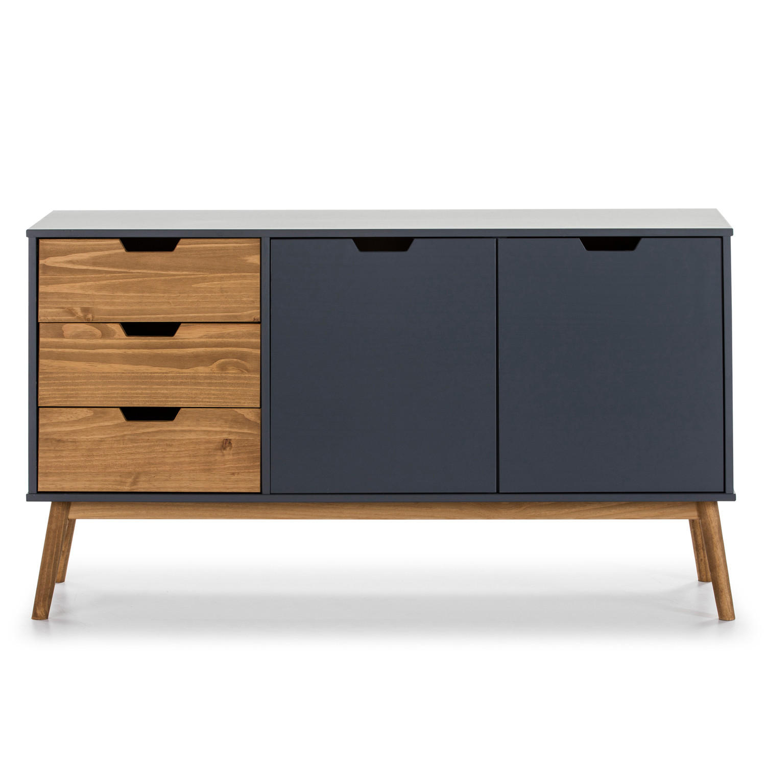 SIDEBOARD Java 3 Schubladen Grau - Anthrazit, Holz (140/80/40cm)