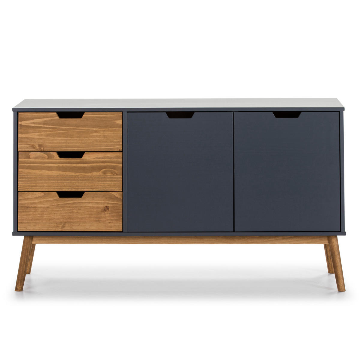 SIDEBOARD Java 3 Schubladen Grau - Anthrazit, Holz (140/80/40cm)