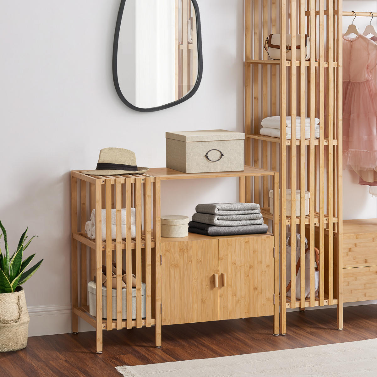BEISTELLSCHRANK Varanger - Naturfarben, Naturmaterialien (40/80/93.5cm) - [en.casa]