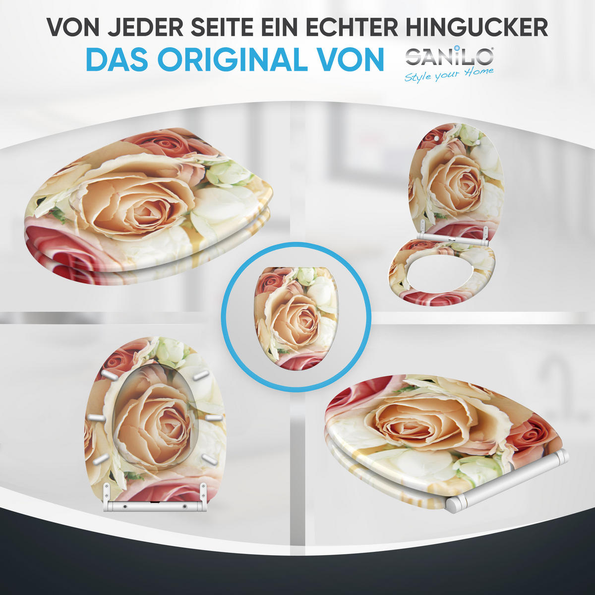 WC-SITZ mit Absenkautomatik & Top Fix Rosa Rose - Pink, Holzwerkstoff (37.7/5.5/48cm) - Sanilo