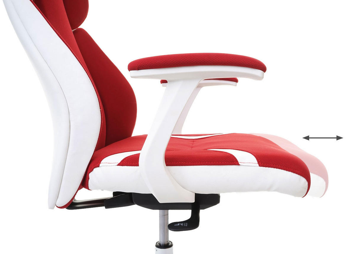 BÜROSTUHL Rot, Weiß - Rot/Weiß, Textil (63/134/92cm) - MCW