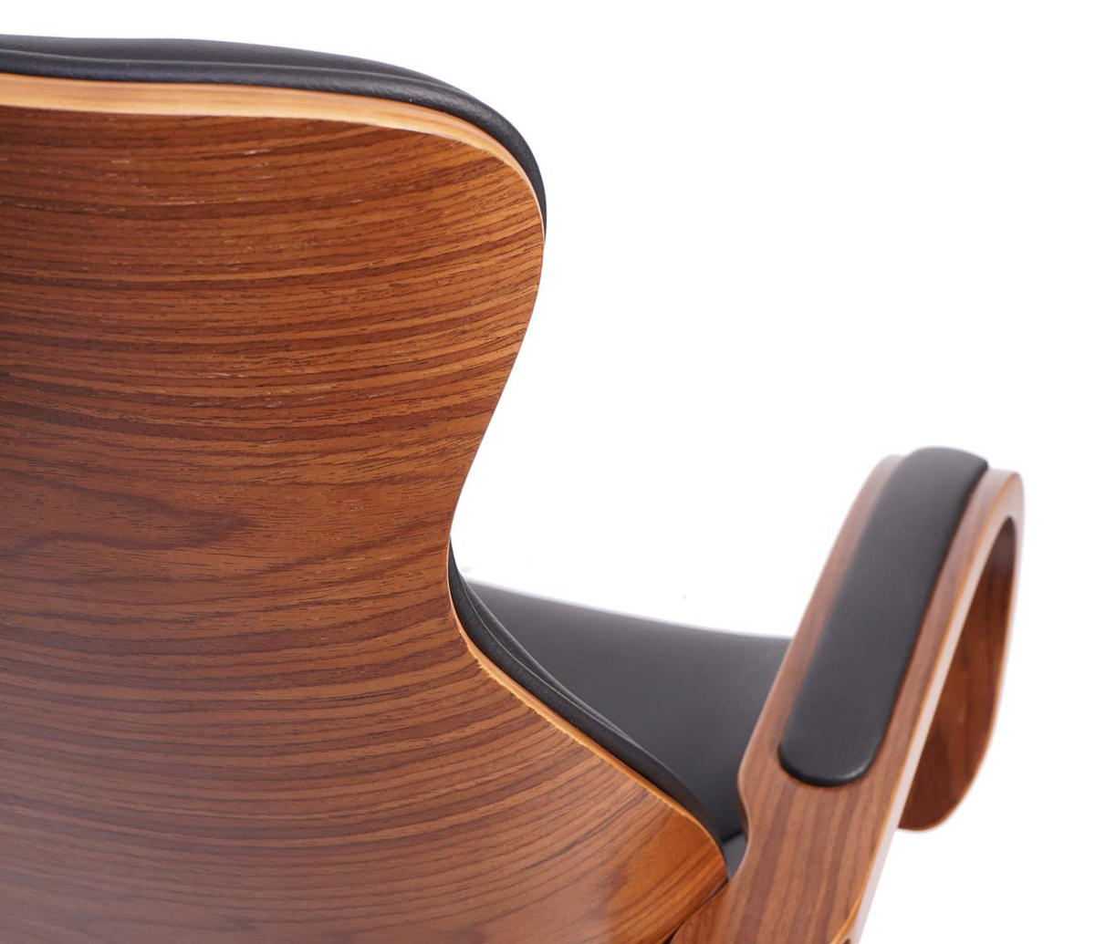 DREHSTUHL HxBxT 109x63x64cm Sitzhöhe 46cm Bugholz Walnuss-Optik Kunstleder Schwarz - Schwarz, Holz (63/109/64cm) - PROREGAL