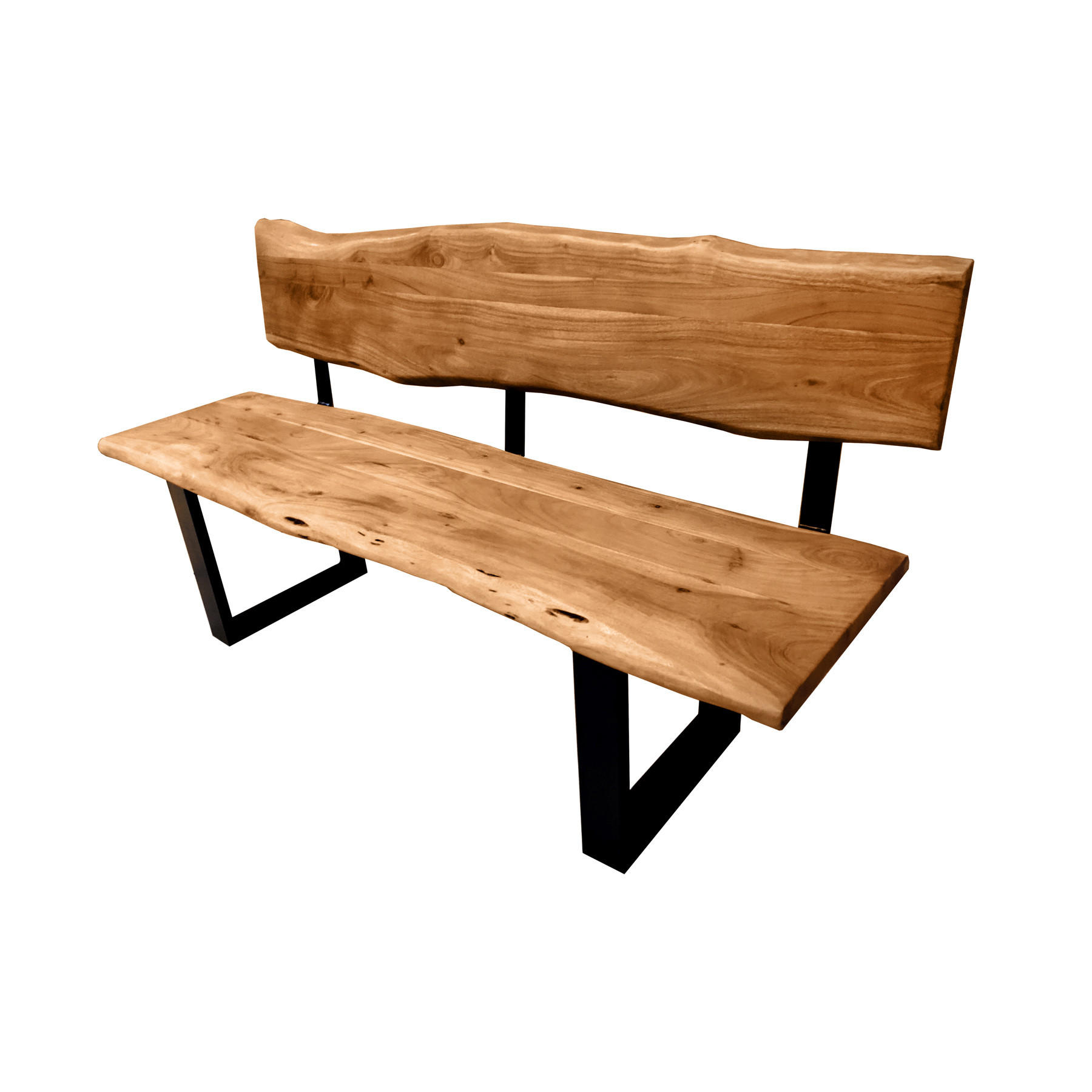 SITZBANK MAMMUT Akazie Natur 160cm - Schwarz/Braun, Holz/Metall (160/84/55cm) - riess-ambiente