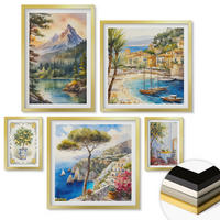 WANDBILDER 5er Set - 50x50 cm & 20x30 cm & 40x60 cm Goldrahmen - Zitrusfrüchte aus Italien - Goldfarben, Kunststoff (40/60cm) - ArtPrintCave
