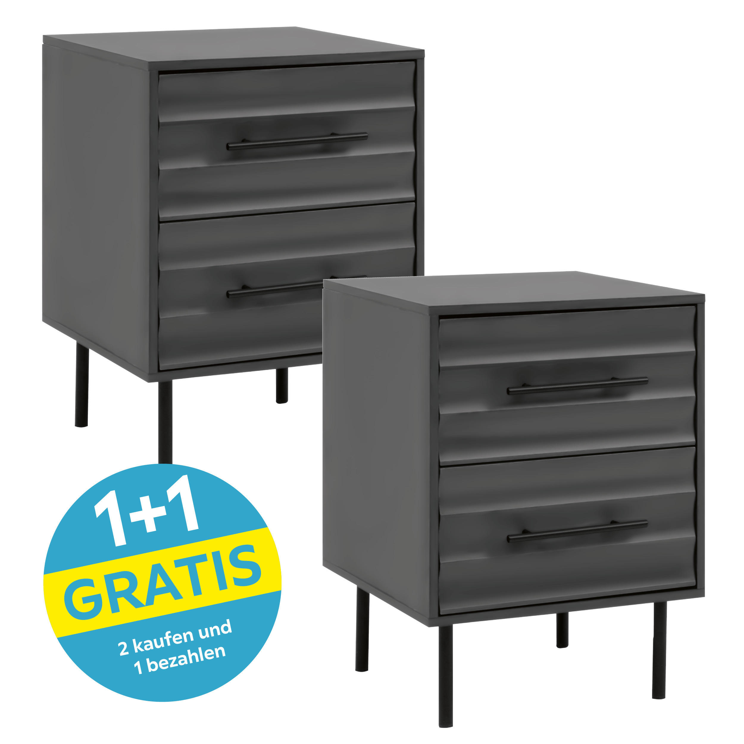 Nachtkästchen Carlton Anthrazit H: 55 Cm