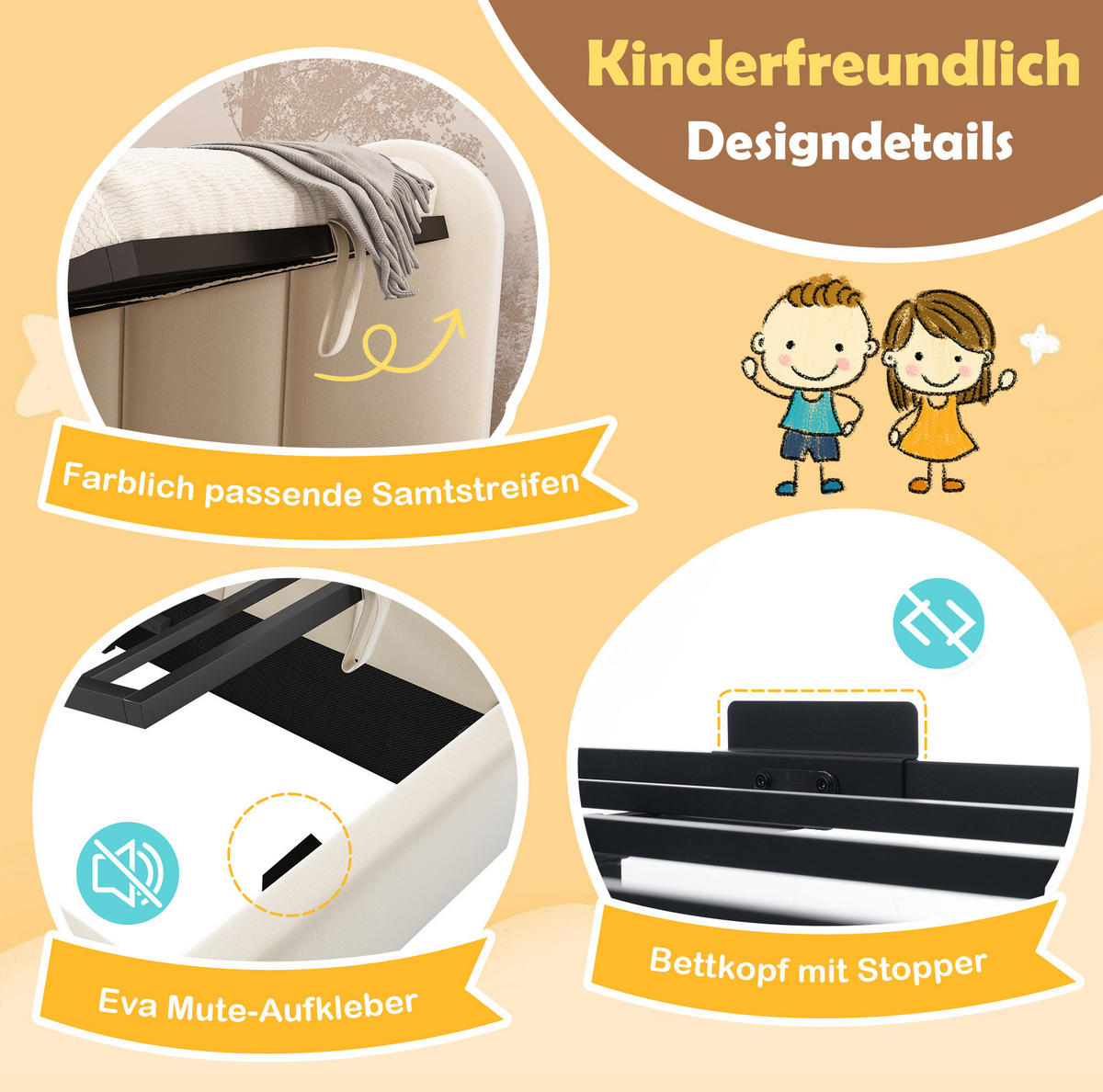 POLSTERBETT aus Samt 90x200 cm in Beige mit hydraulischem Stauraum - Beige, Textil (90/200cm) - Modfu