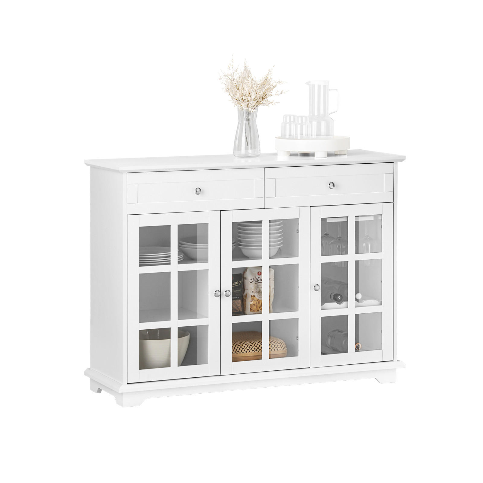 SoBuy NÍZKÁ SKŘÍŇ se dvěma zásuvkami Bílá 119x40x90cm Klasický