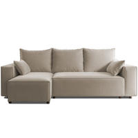 ECKSOFA Tobi mit Bettkasten und Schlaffunktion, L-Form, Velourstoff, Universal - Beige, Holzwerkstoff (246/145cm) - 4ALL HOME