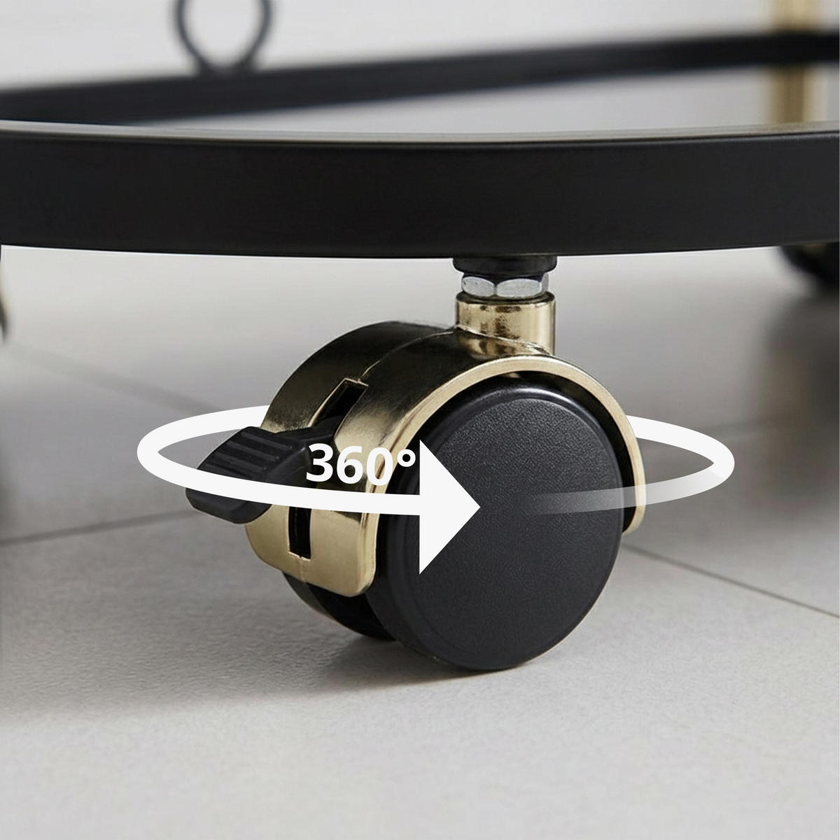 SERVIERWAGEN Schwarz Gold 2 Glasablagen Stahl - Schwarz, Glas/Kunststoff (72/77.5/42cm) - Relaxdays