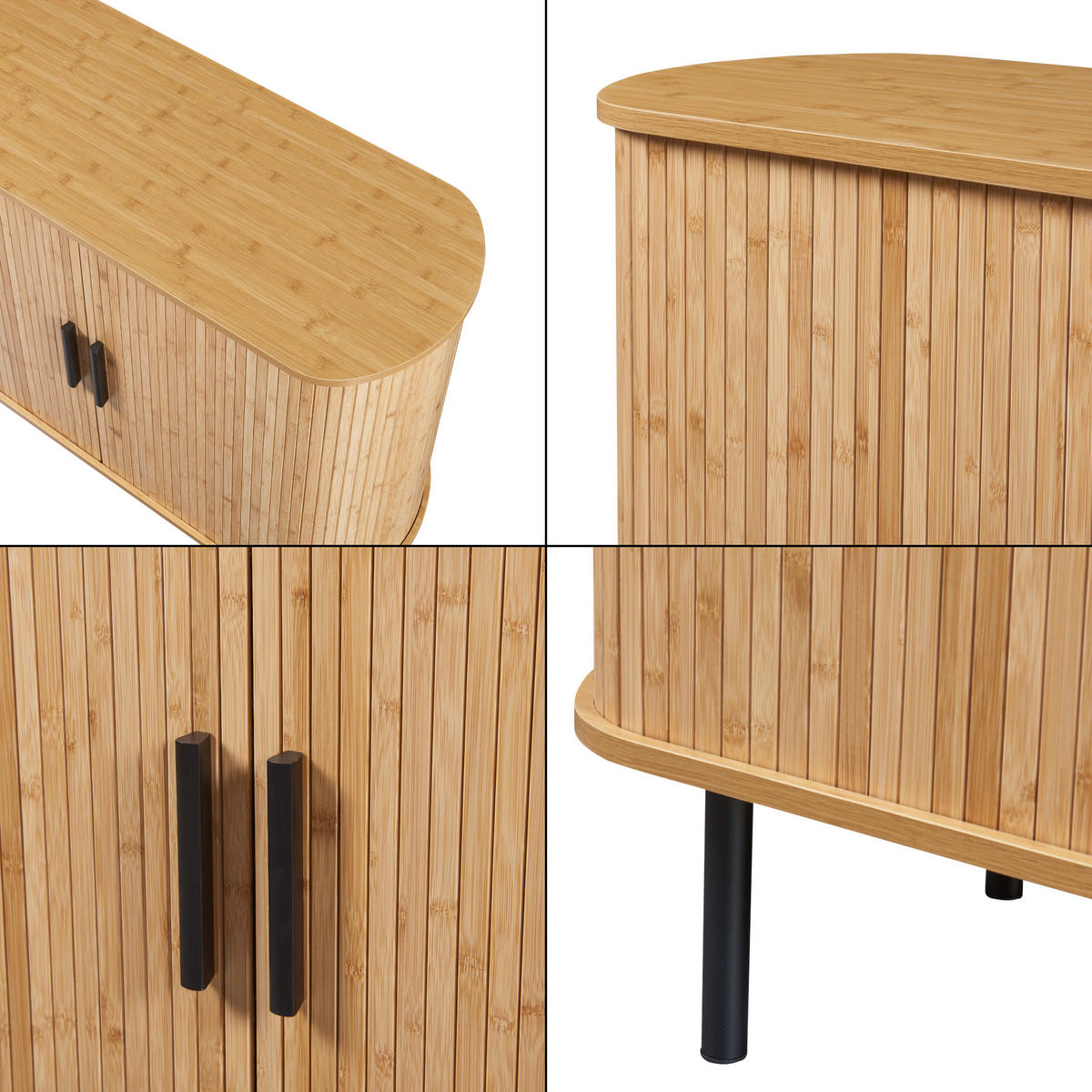 PŘÍBORNÍK Tvedestrand - přírodní/černá, kov/kompozitní dřevo (100/80/40cm) - [en.casa]