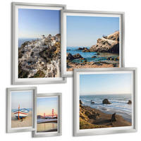 BILDER SET 5er Set - 50x50 cm & 20x30 cm & 40x60 cm Silberner Rahmen - Naturlandschaft der Bergseen - Silberfarben, Kunststoff (40/60cm) - TULUP