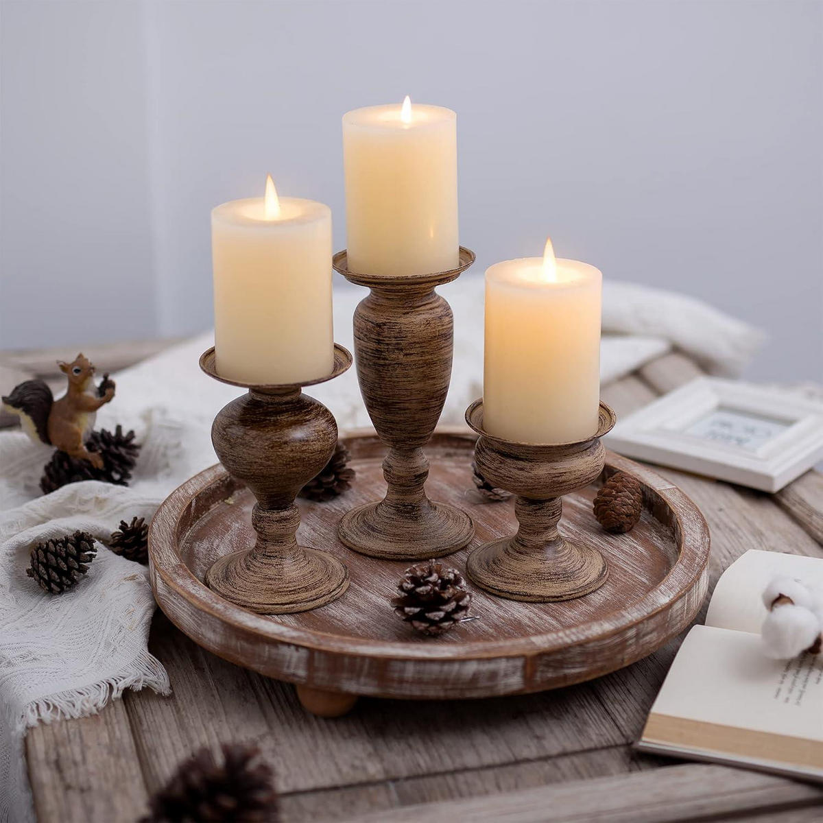 KERZENSTÄNDER 3er Set Metall Braun - Braun, Metall (12.8/19.4/9.3cm)