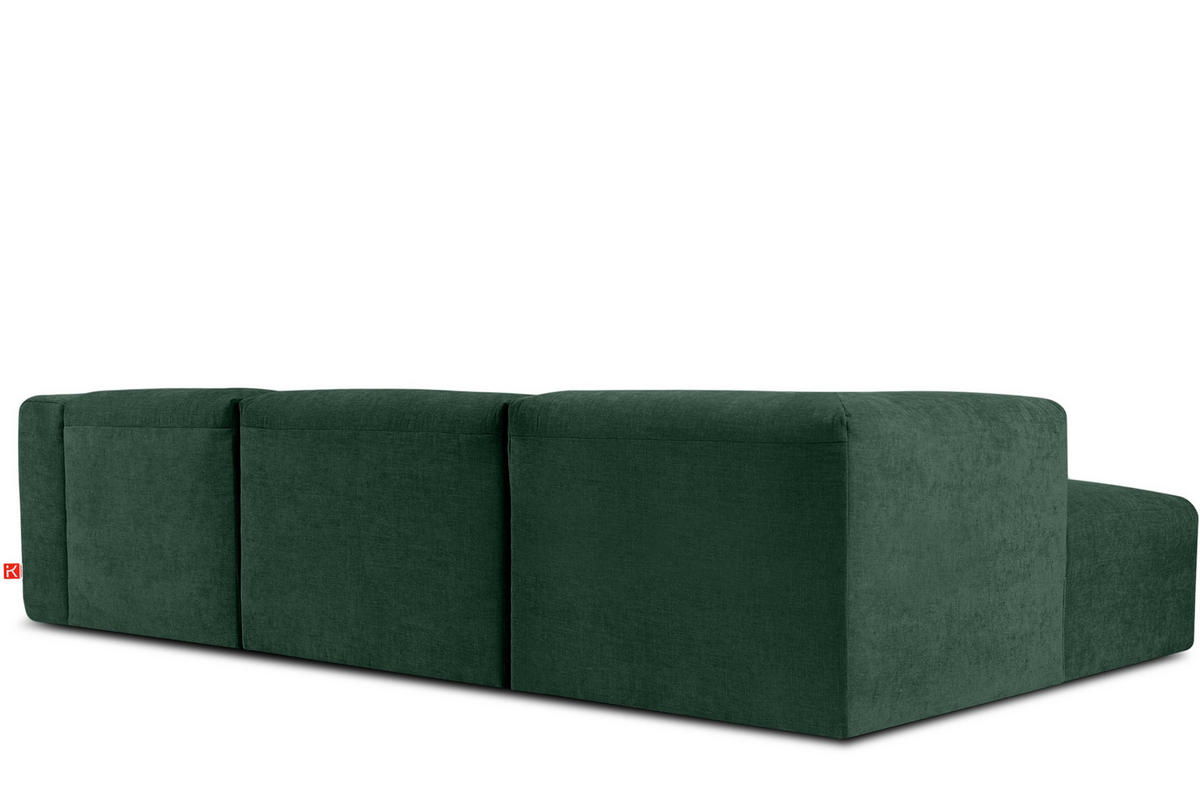 ECKMODULSOFA-LINKS BUFFO mit extrem weicher und bequemer Sitzfläche, Gewebestoff, maritim - Grün, Textil (297/180cm) - KONSIMO®