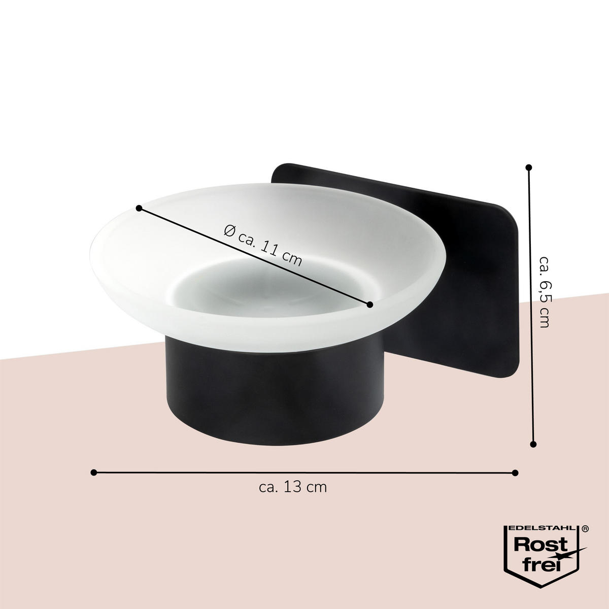 SEIFENSCHALE PIAZZA mit Kleber - Schwarz, Metall (11/6.5/13cm) - bremermann