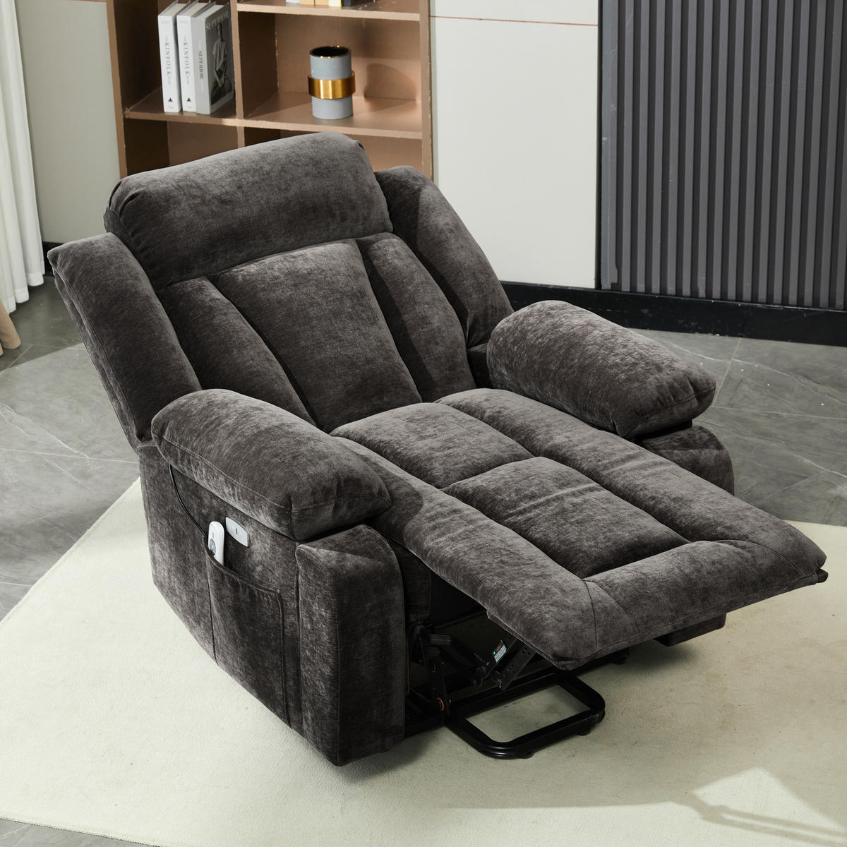 MASSAGESESSEL mit Massagefunktion 95/94/107 cm mit USB - Braun, Textil (95/107/94cm) - EVRYAE