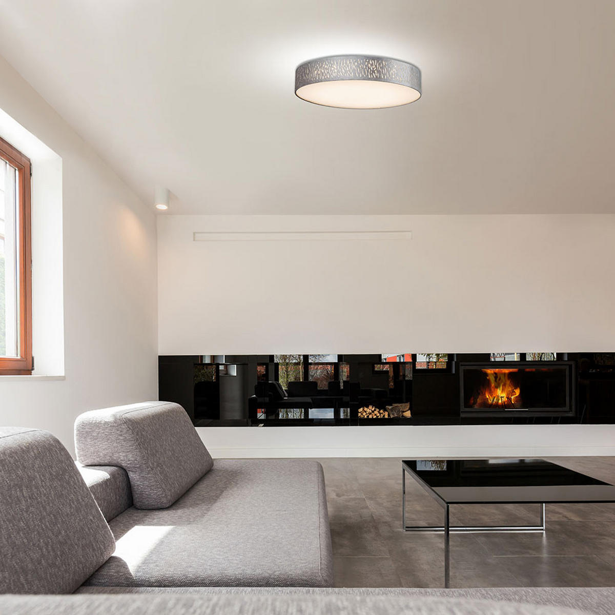 LED DECKENLEUCHTE TAROK Textil Grau Silber - Silberfarben, Metall (40/40/10.5cm)