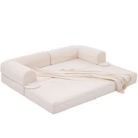 SCHLAFSOFA Cordstoff, 2-in-1 Klappsofa, 2-Sitzer, Sofabett 190×156 cm, Beige - Beige, Textil (190/65/78cm) - LVHOM