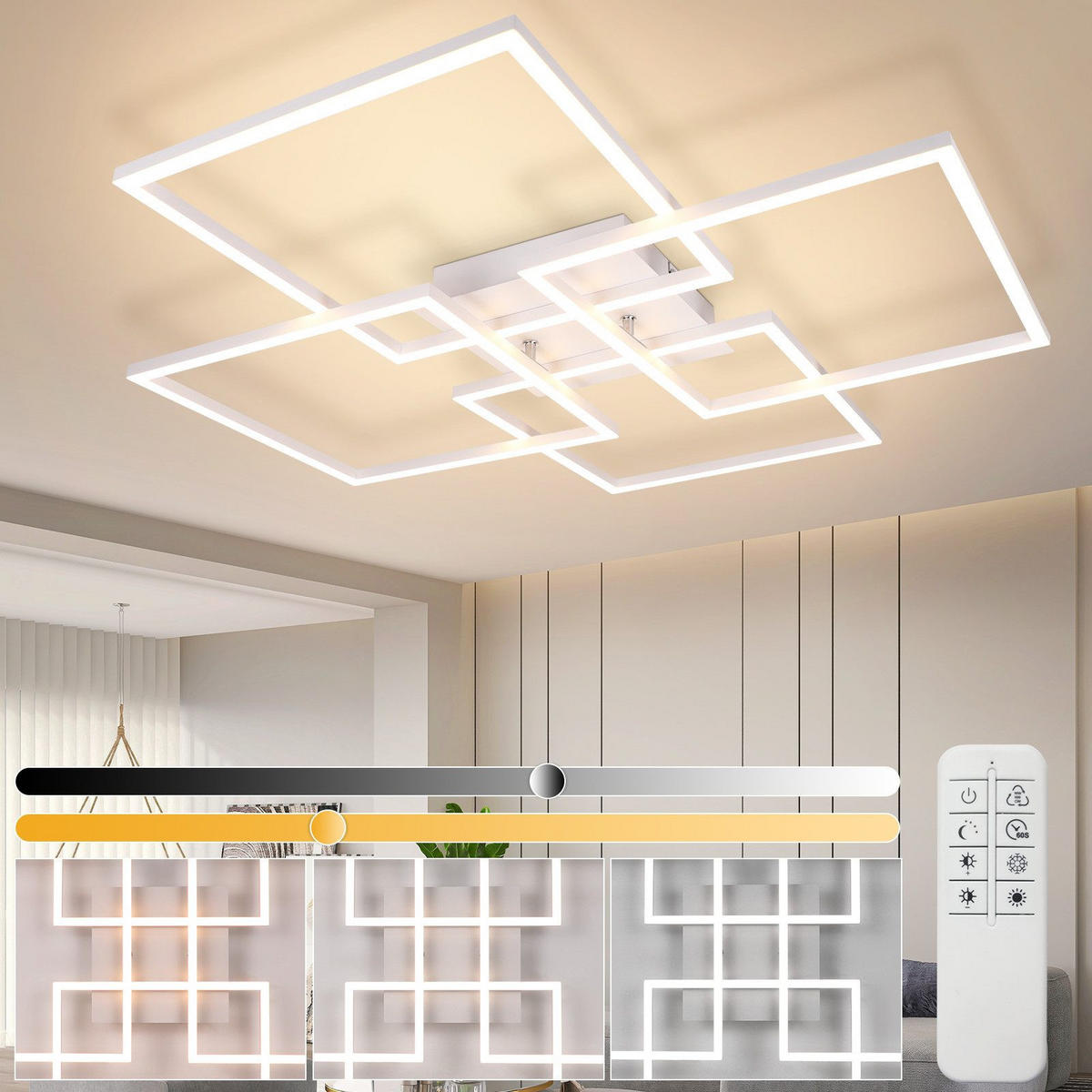 LED-DECKENLEUCHTE Macias 72.4/72.4/7.3cm - Weiß, Metall (72.4/72.4/7.3cm) - Nettlife
