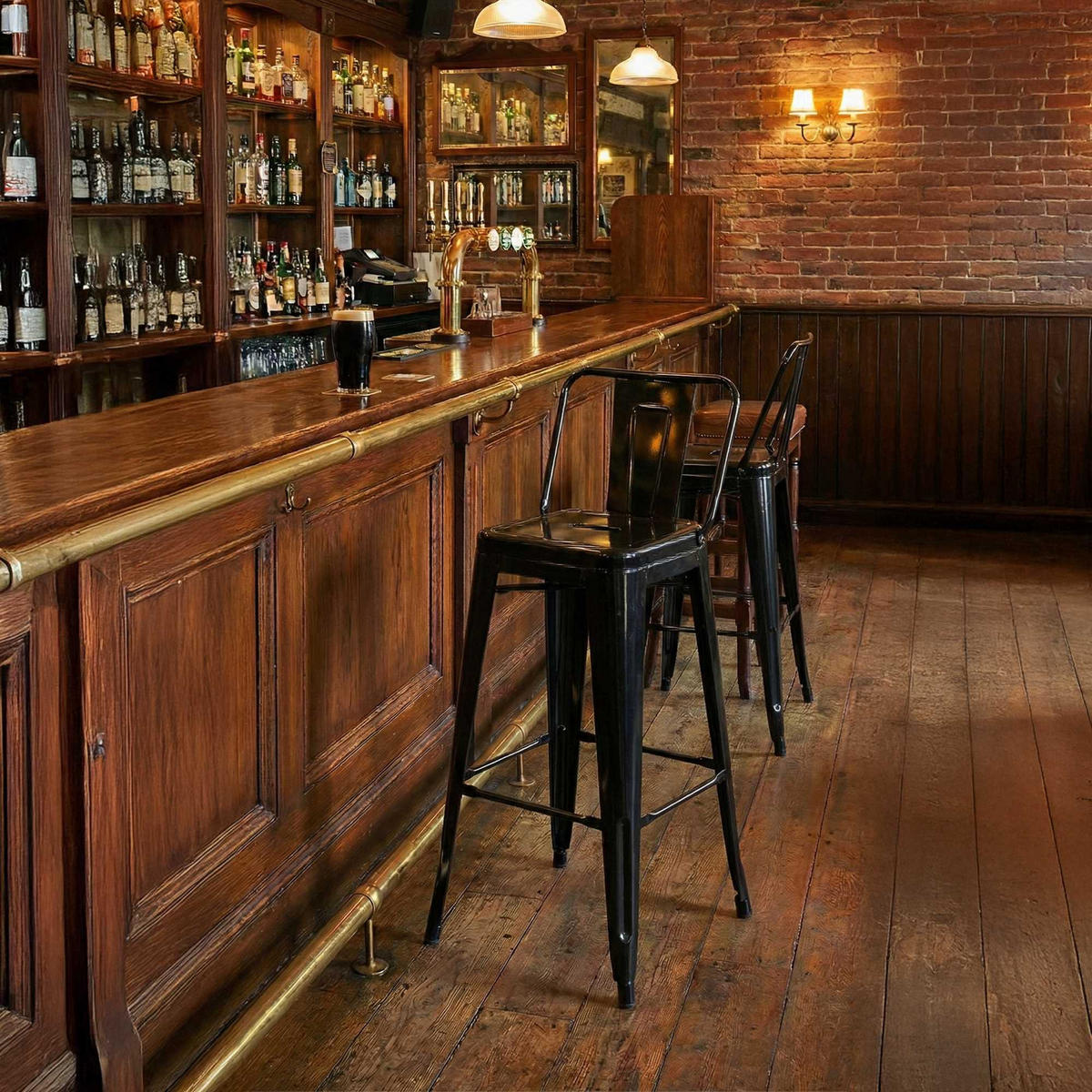 BARHOCKER 2er Set Metall Schwarz - Schwarz, Metall (44/96/43cm) - CLP