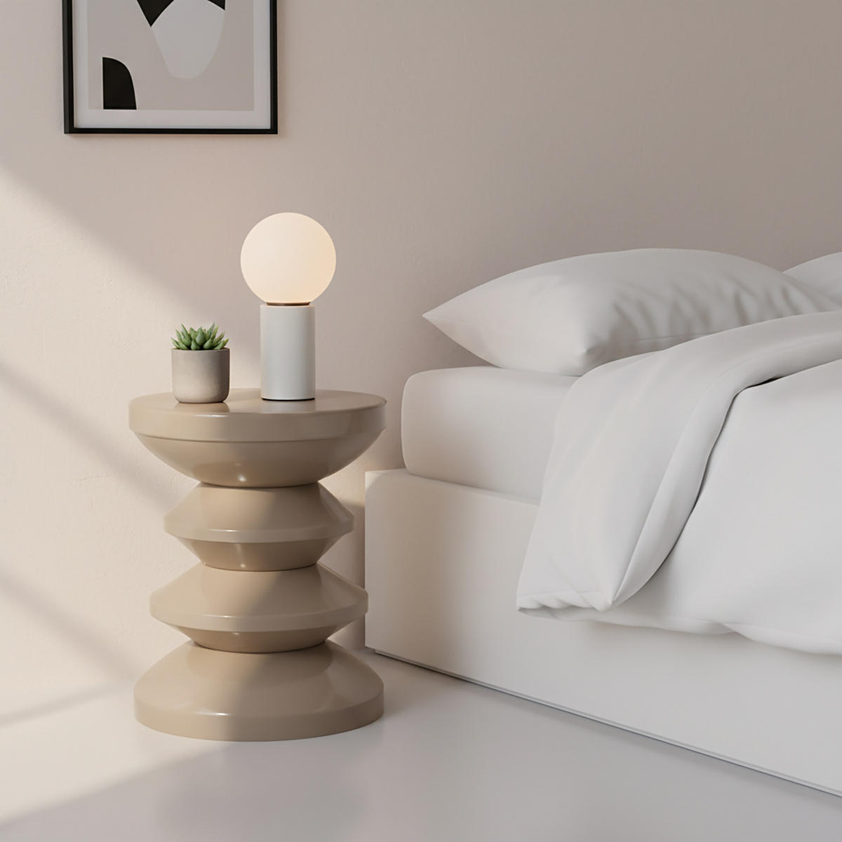 STRANSKA miza - bež, kovina (35/35/46cm) - Relaxdays