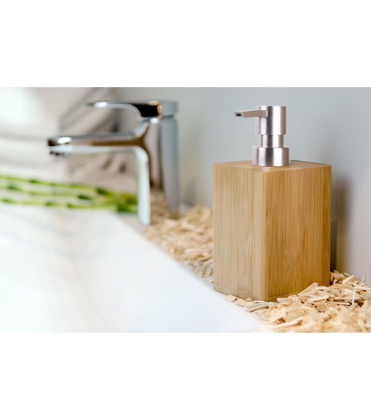 SEIFENSPENDER Bambus - Braun, Holz (8/16/8cm) - Sanilo