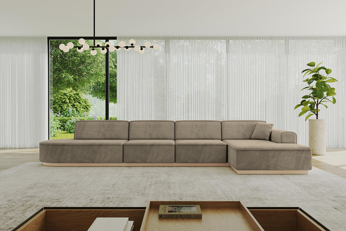 ECKSOFA Ottomane Rechts IREA-L3 - 413x171x83 cm Braun - Braun, Holzwerkstoff/Textil (171/413cm) - ALTDECOR