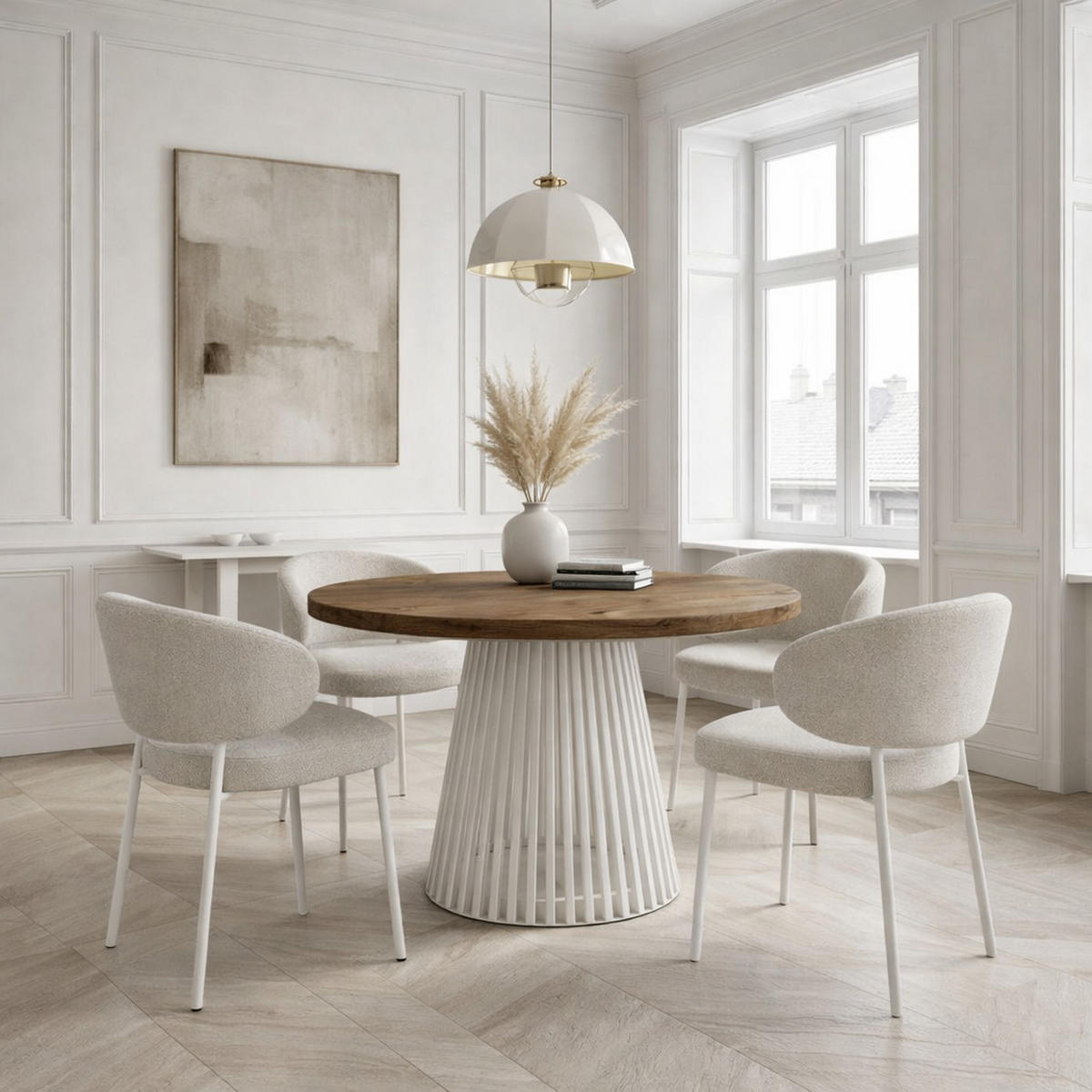 ESSTISCH runder ausziehbarer Tisch für Esszimmer DOVER 110 / 210 cm, Farbe: Eiche Lefkas / Weiß - Dunkelbraun/Weiß, Holz (210/110/77cm) - Dekori_Interiors